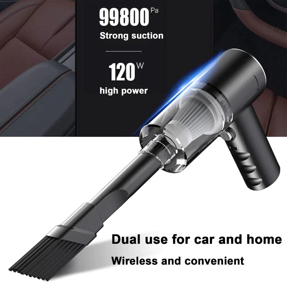 Powerful 120W Cordless Car Vacuum – High Suction, Portable, Fast Cleaning