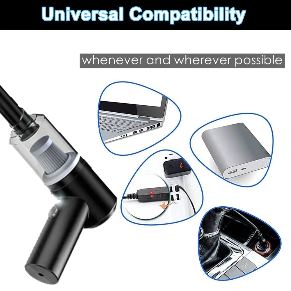 Powerful 120W Cordless Car Vacuum – High Suction, Portable, Fast Cleaning