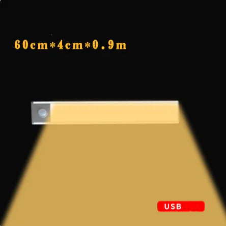 LED Motion Sensor Light Strip – Auto On/Off, USB Rechargeable, Warm Light